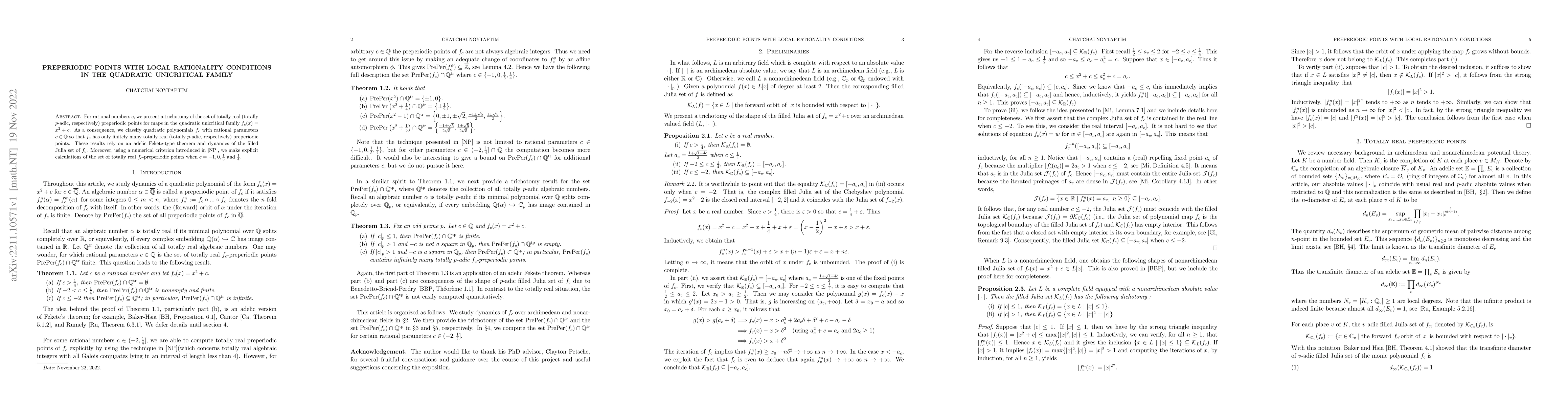 Thumbnail for Preperiodic points with local rationality conditions in the quadratic
  unicritical family