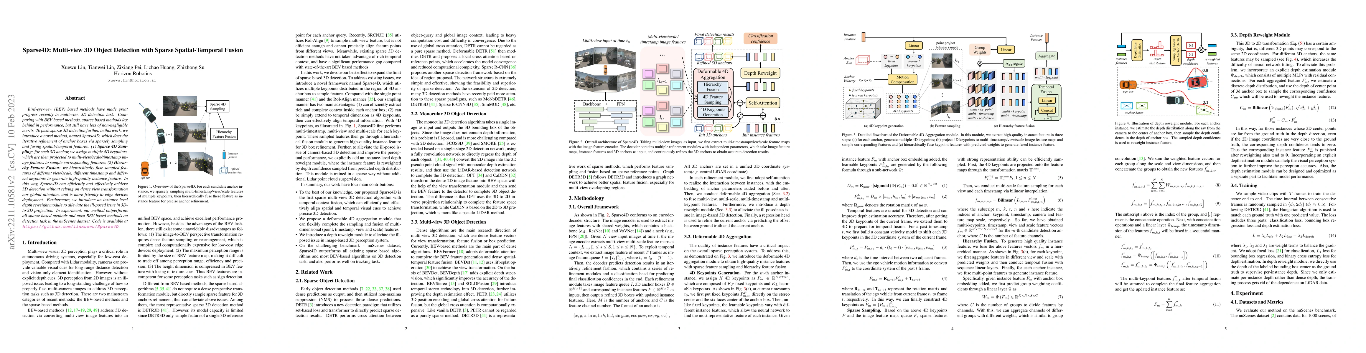 Thumbnail for Sparse4D: Multi-view 3D Object Detection with Sparse Spatial-Temporal
  Fusion