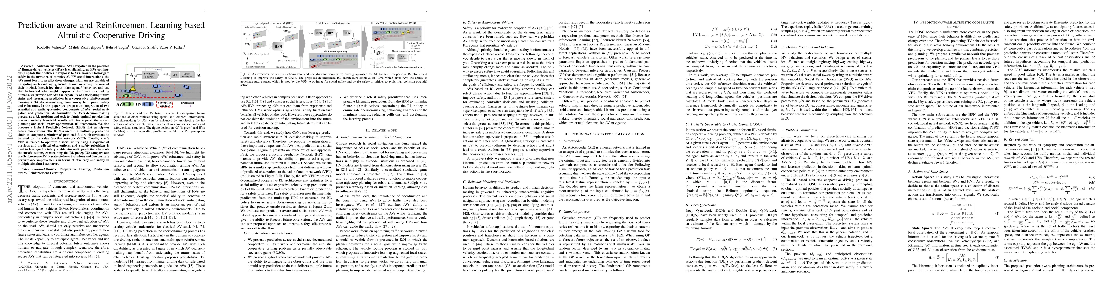 Thumbnail for Prediction-aware and Reinforcement Learning based Altruistic Cooperative
  Driving