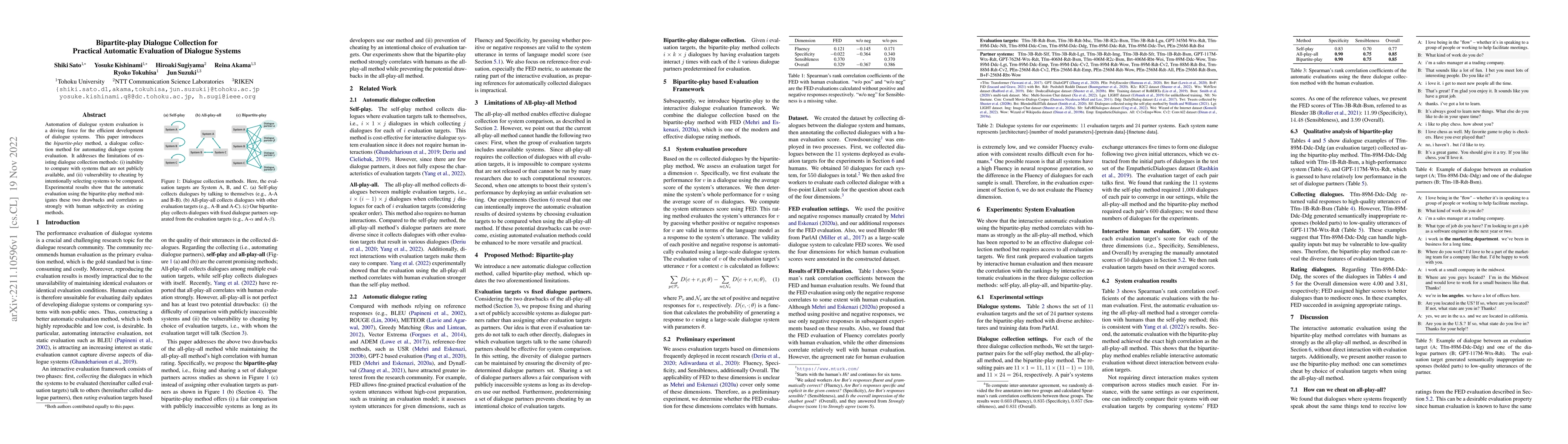 Thumbnail for Bipartite-play Dialogue Collection for Practical Automatic Evaluation of
  Dialogue Systems