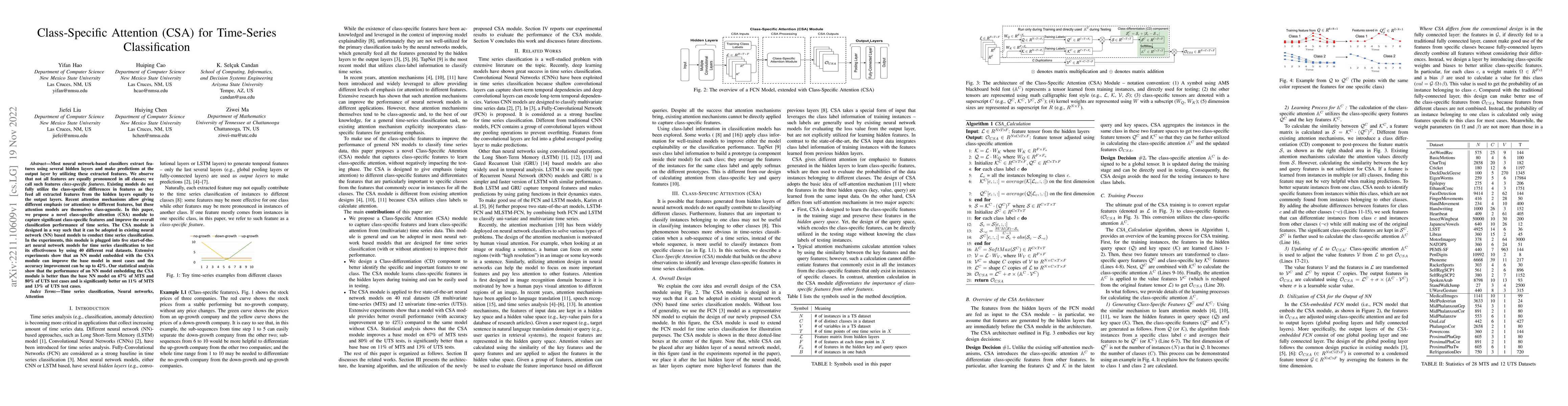 Thumbnail for Class-Specific Attention (CSA) for Time-Series Classification