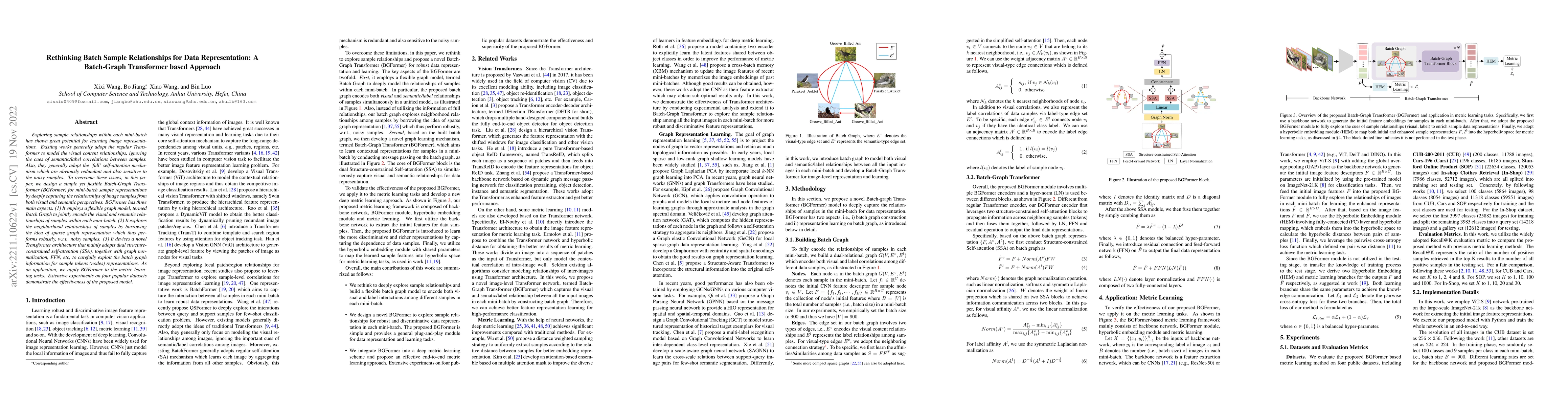 Thumbnail for Rethinking Batch Sample Relationships for Data Representation: A
  Batch-Graph Transformer based Approach