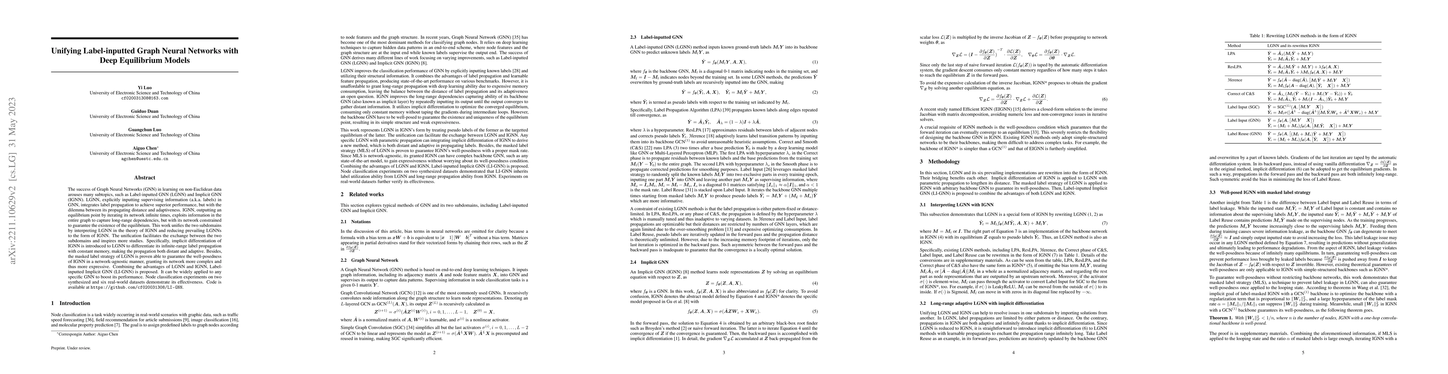 Thumbnail for Unifying Label-inputted Graph Neural Networks with Deep Equilibrium
  Models
