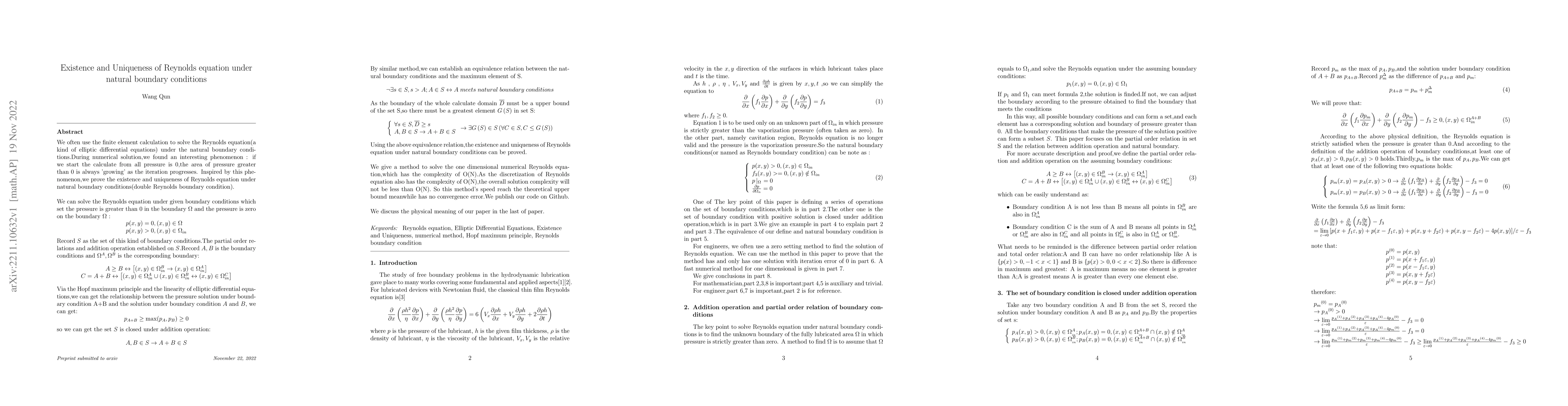 Thumbnail for Existence and Uniqueness of Reynolds equation under natural boundary
  conditions
