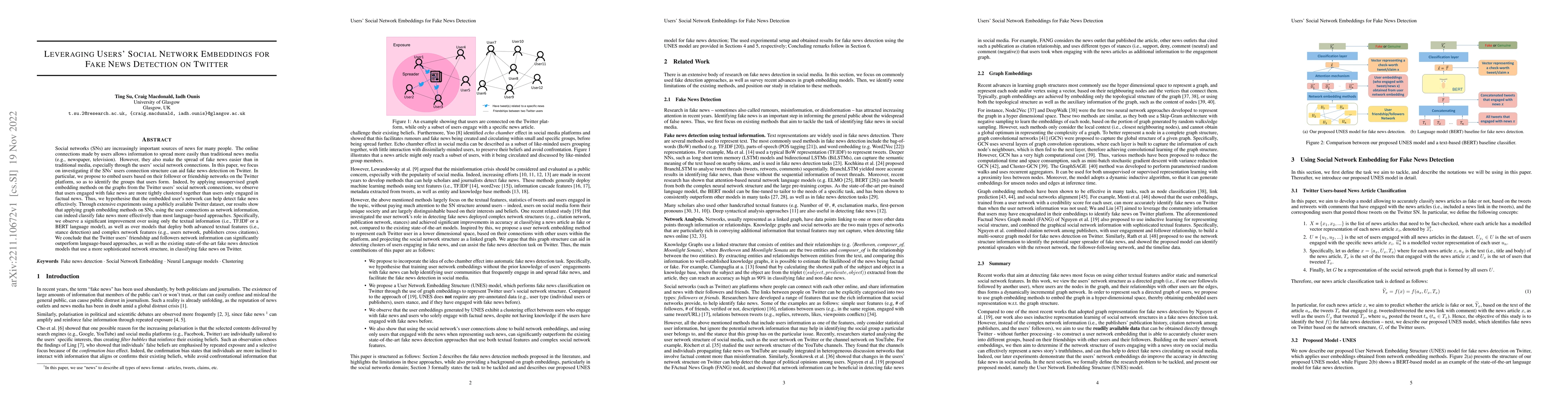 Thumbnail for Leveraging Users' Social Network Embeddings for Fake News Detection on
  Twitter
