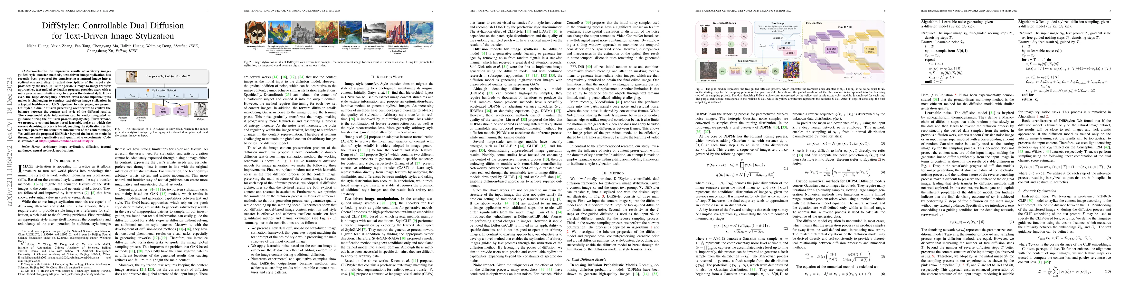 Thumbnail for DiffStyler: Controllable Dual Diffusion for Text-Driven Image
  Stylization