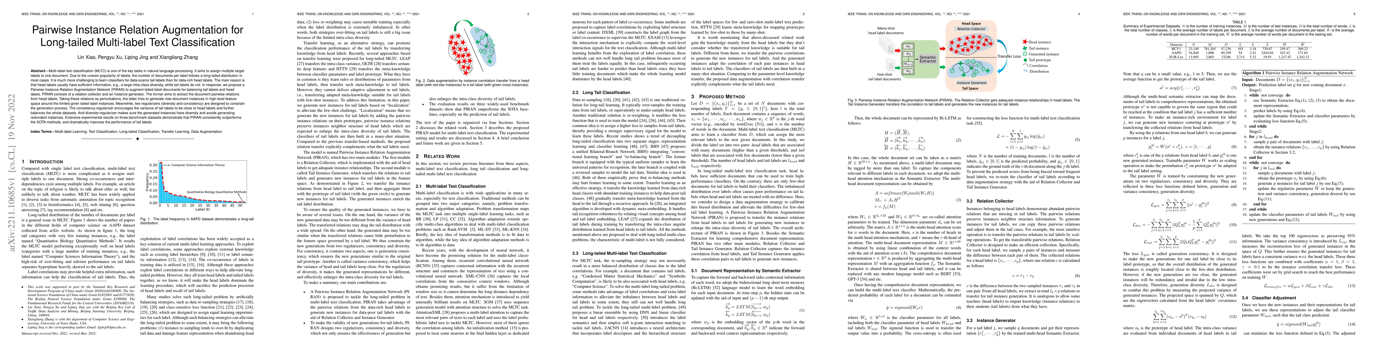 Thumbnail for Pairwise Instance Relation Augmentation for Long-tailed Multi-label Text
  Classification