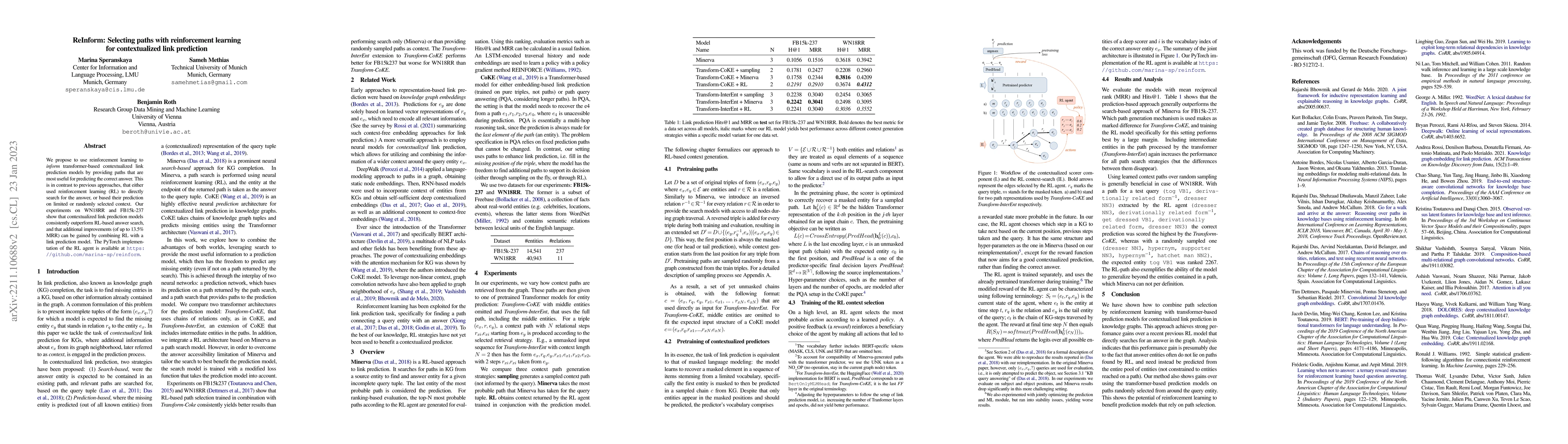 Thumbnail for ReInform: Selecting paths with reinforcement learning for contextualized
  link prediction