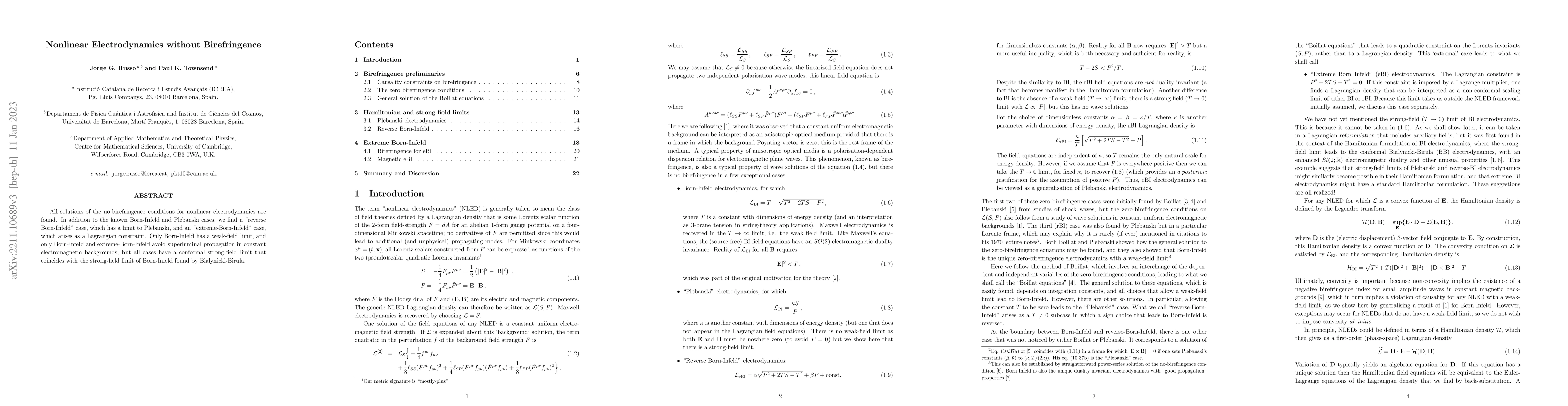 Thumbnail for Nonlinear Electrodynamics without Birefringence