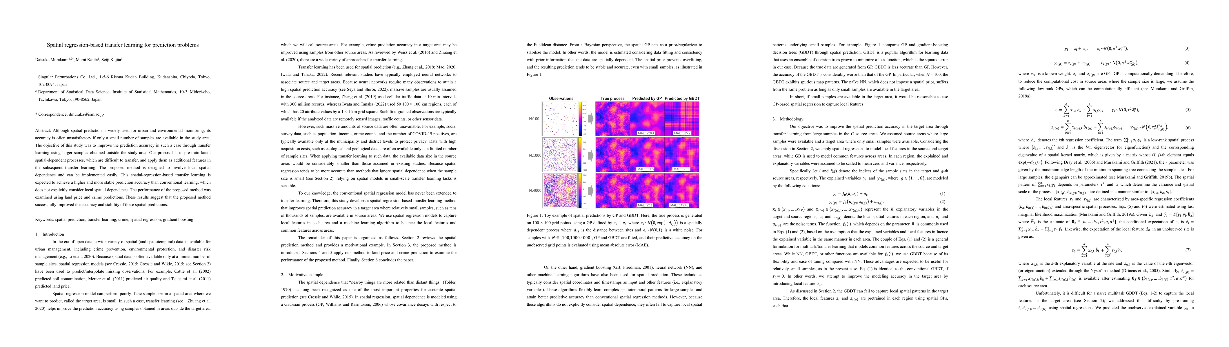Thumbnail for Spatial regression-based transfer learning for prediction problems