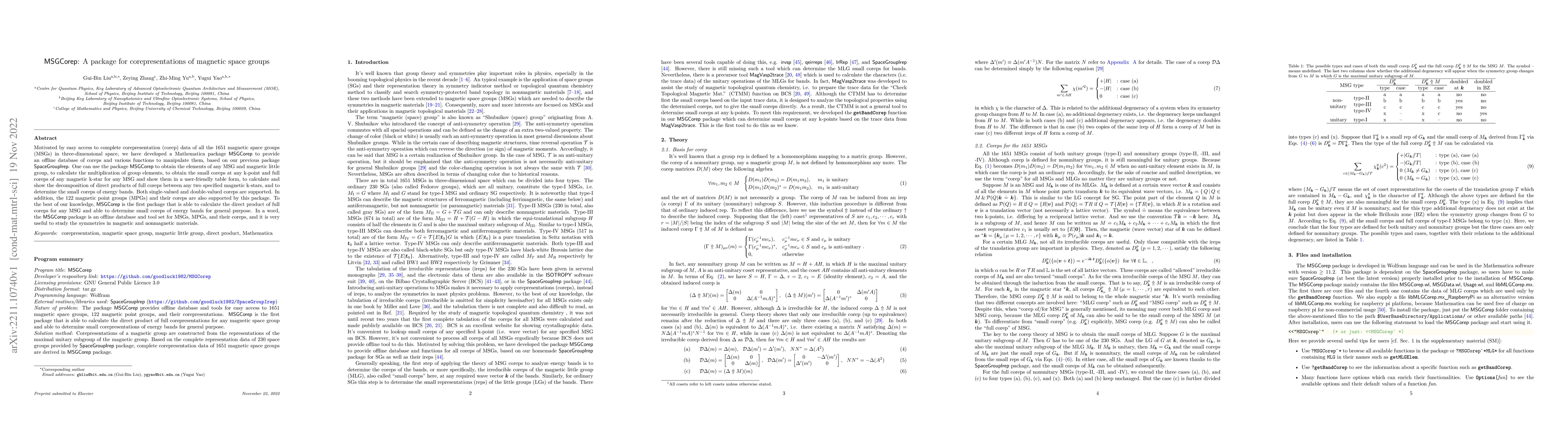 Thumbnail for MSGCorep: A package for corepresentations of magnetic space groups