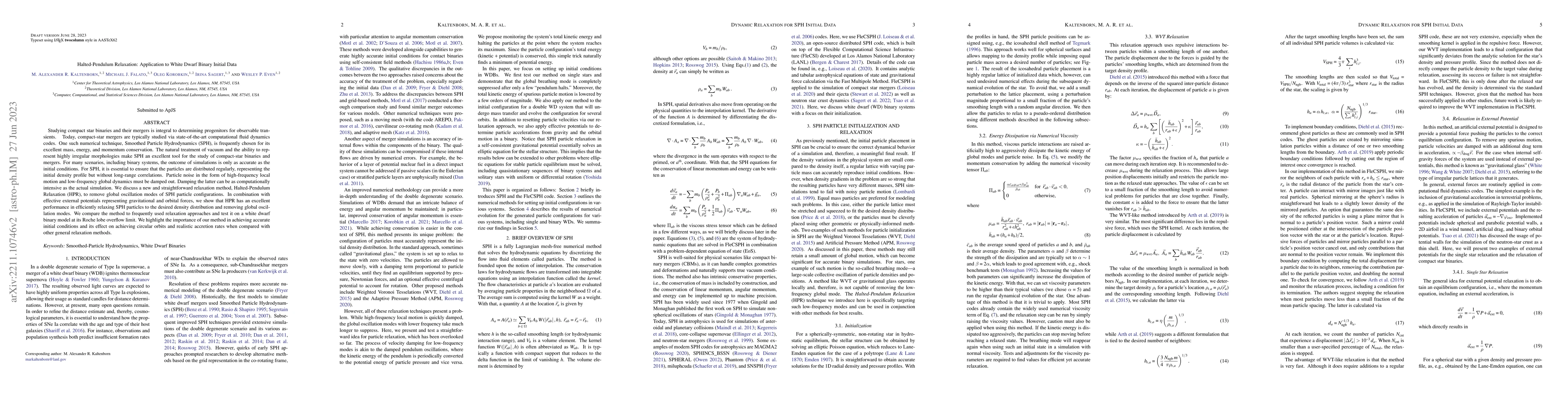 Thumbnail for Halted-Pendulum Relaxation: Application to White Dwarf Binary Initial
  Data