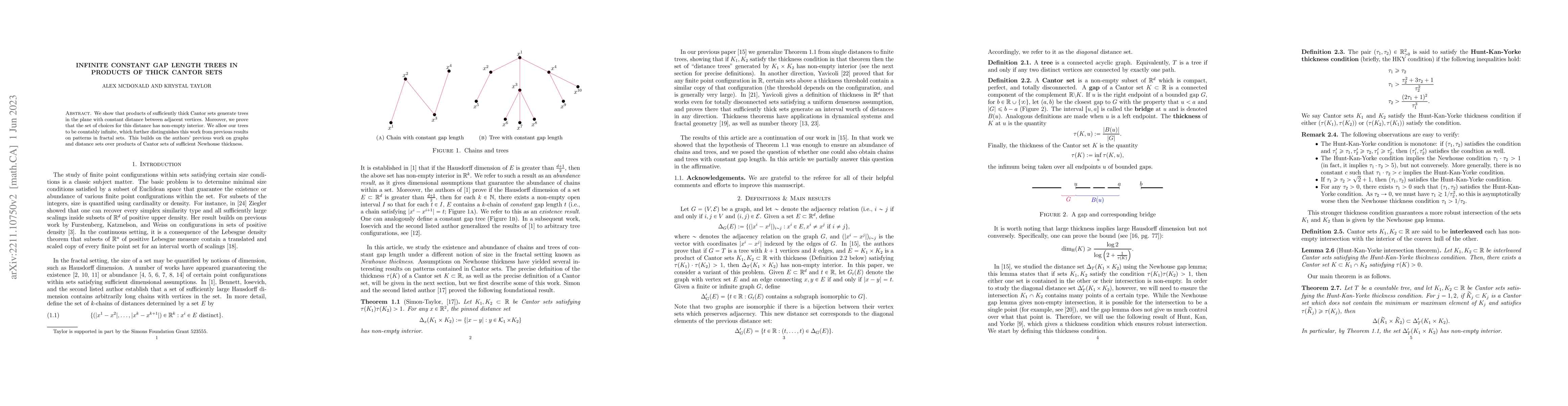 Thumbnail for Infinite constant gap length trees in products of thick Cantor sets