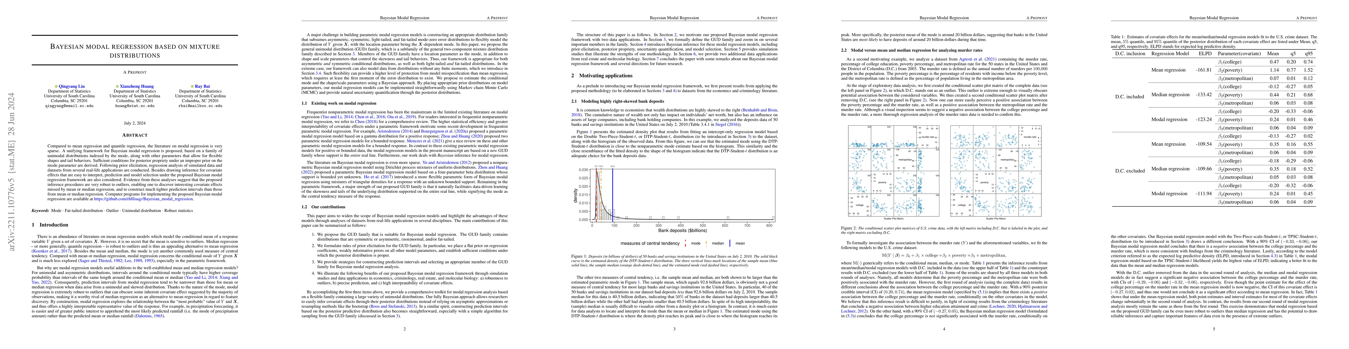 Thumbnail for Bayesian Modal Regression based on Mixture Distributions