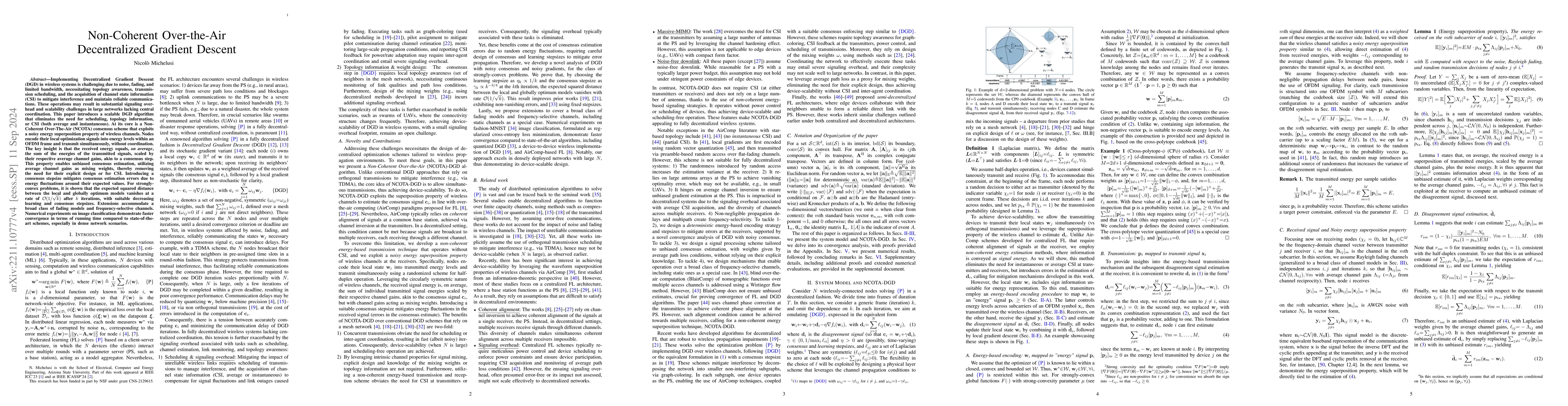 Thumbnail for Non-Coherent Over-the-Air Decentralized Gradient Descent