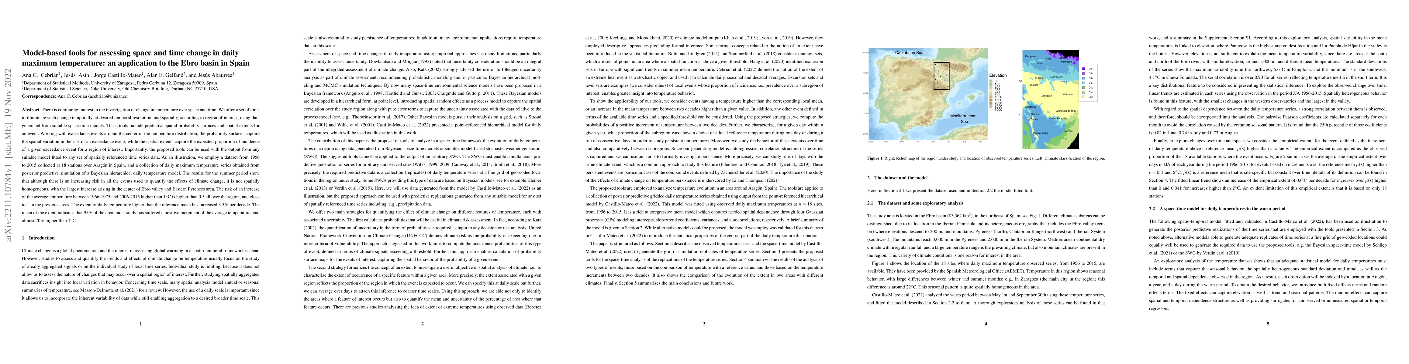 Thumbnail for Model-based tools for assessing space and time change in daily maximum
  temperature: an application to the Ebro basin in Spain