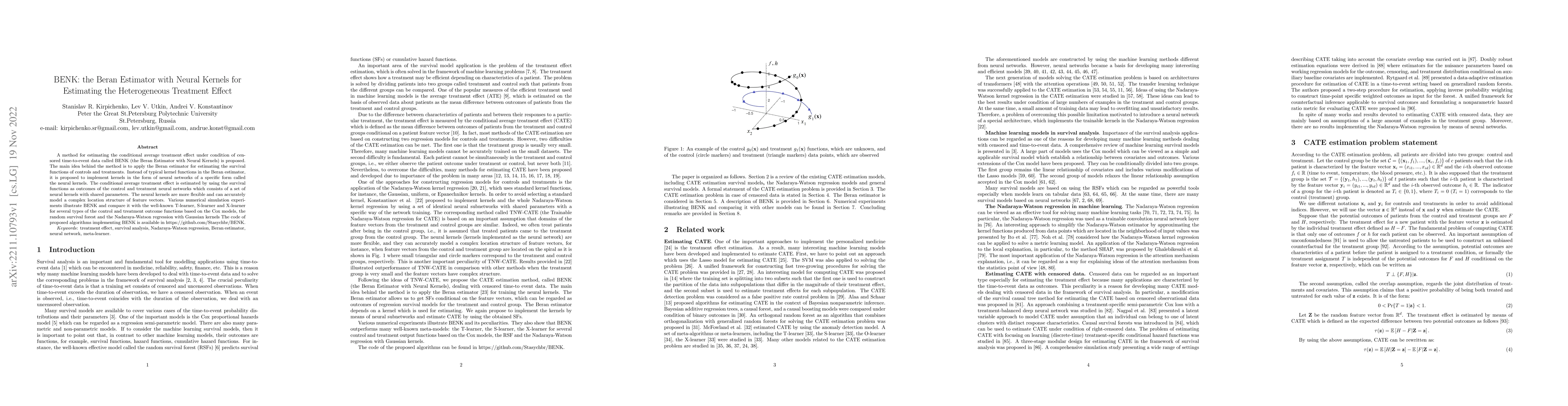 Thumbnail for BENK: The Beran Estimator with Neural Kernels for Estimating the
  Heterogeneous Treatment Effect