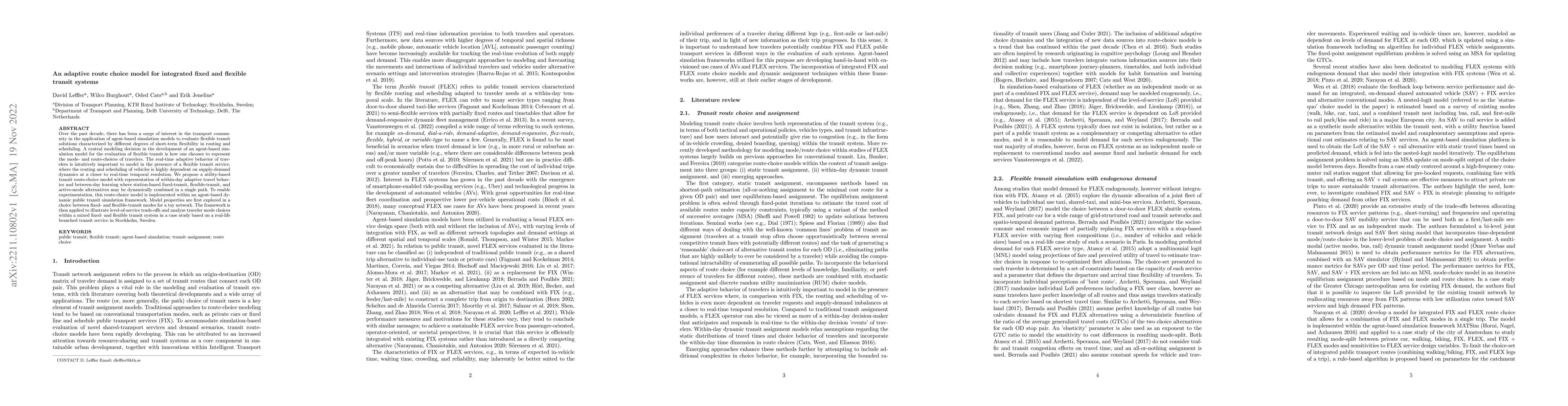 Thumbnail for An adaptive route choice model for integrated fixed and flexible transit
  systems