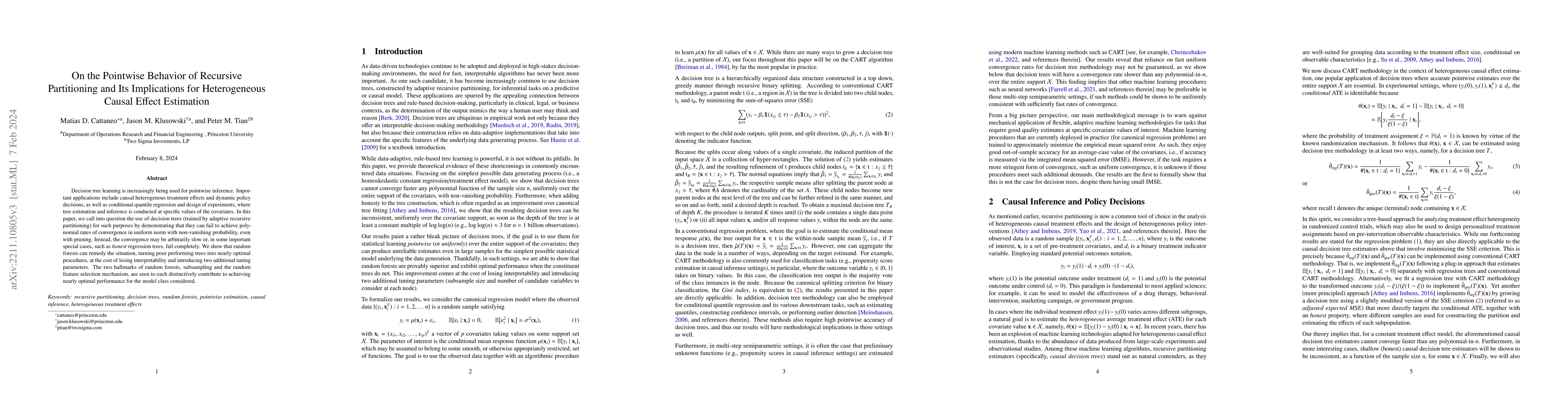 Thumbnail for On the Pointwise Behavior of Recursive Partitioning and Its Implications
  for Heterogeneous Causal Effect Estimation