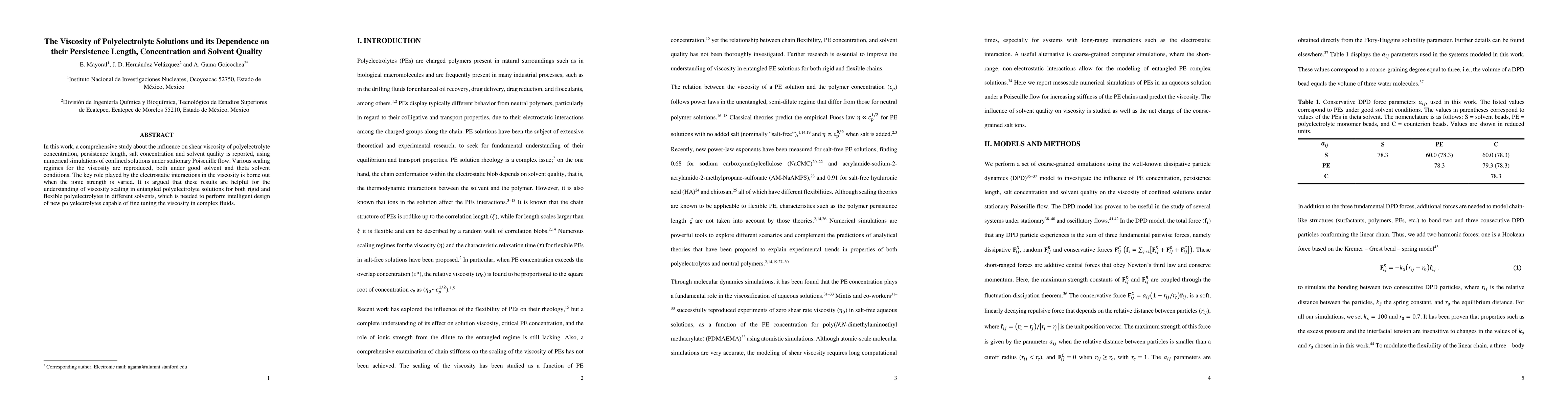 Thumbnail for The Viscosity of Polyelectrolyte Solutions and its Dependence on their
  Persistence Length, Concentration and Solvent Quality