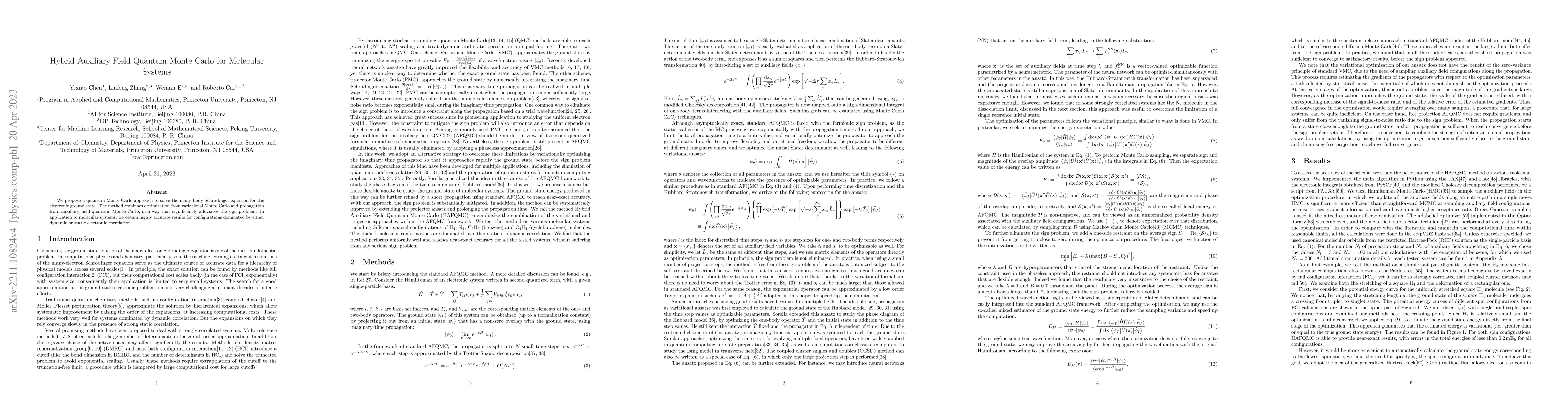 Thumbnail for Hybrid Auxiliary Field Quantum Monte Carlo for Molecular Systems