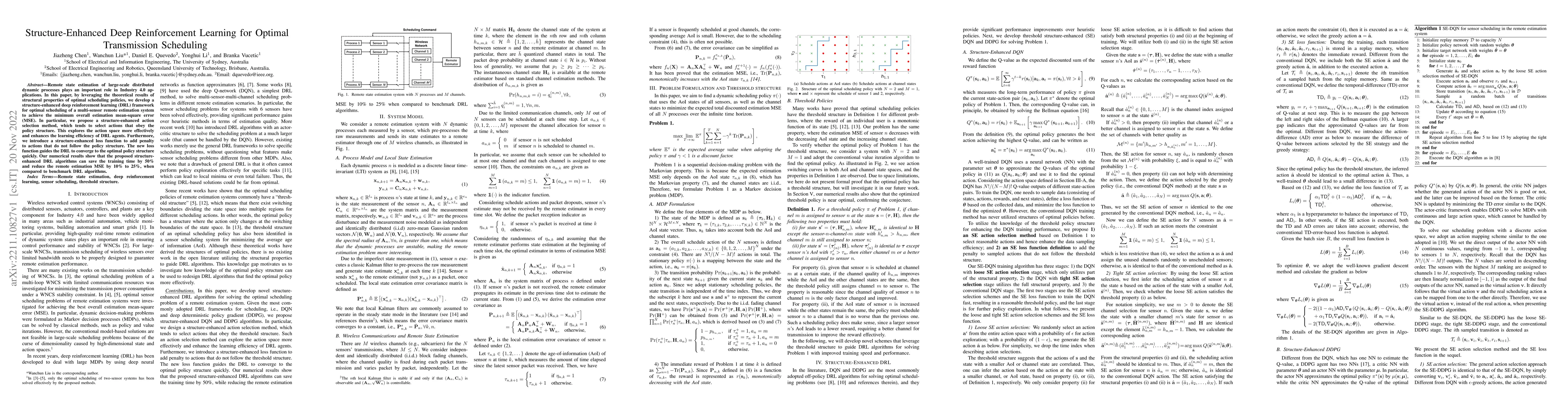Thumbnail for Structure-Enhanced Deep Reinforcement Learning for Optimal Transmission
  Scheduling