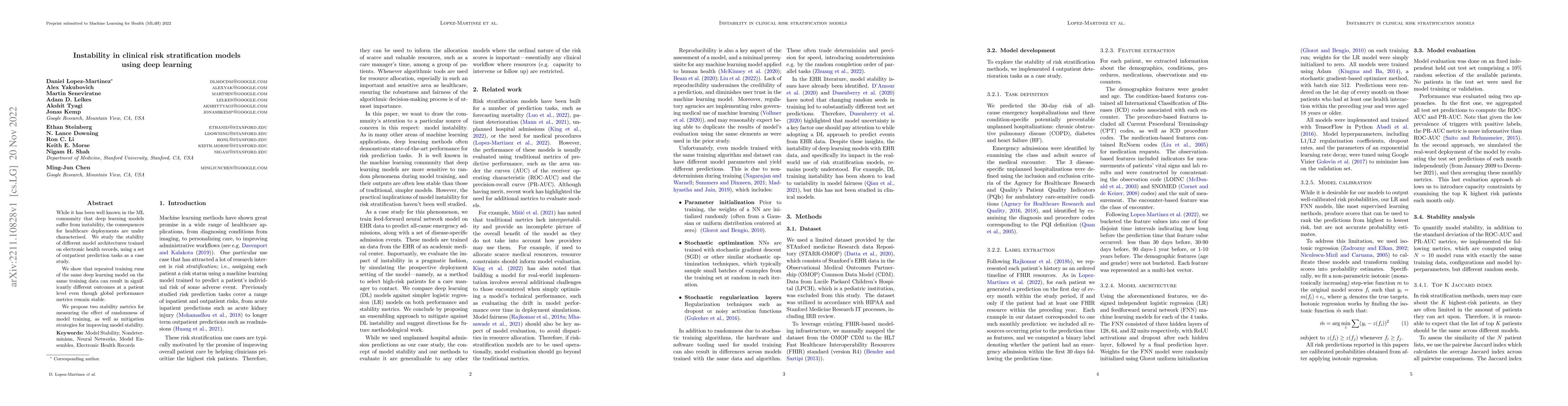 Thumbnail for Instability in clinical risk stratification models using deep learning