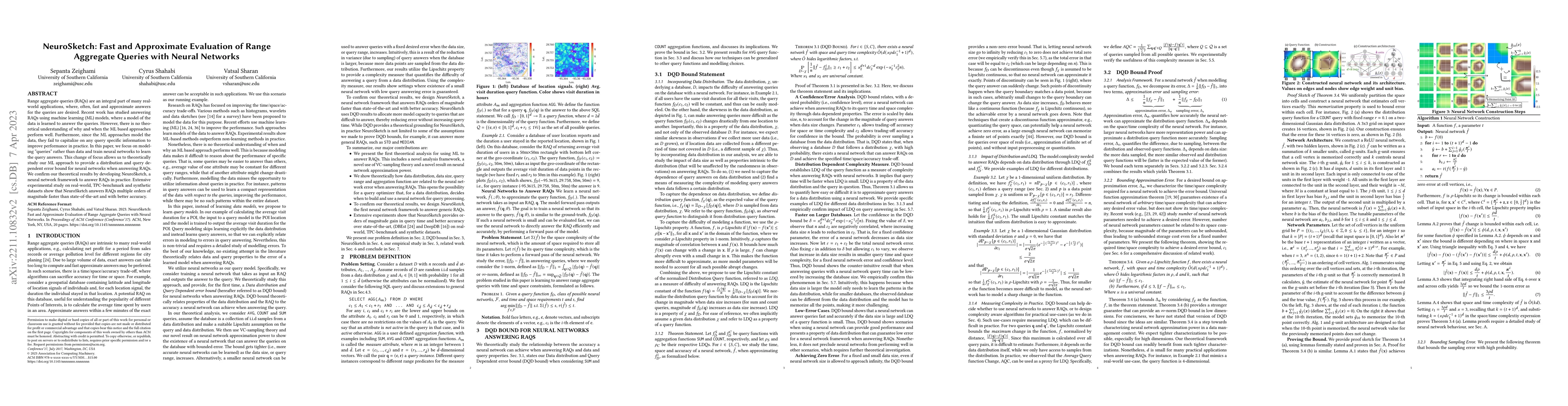 Thumbnail for NeuroSketch: Fast and Approximate Evaluation of Range Aggregate Queries
  with Neural Networks