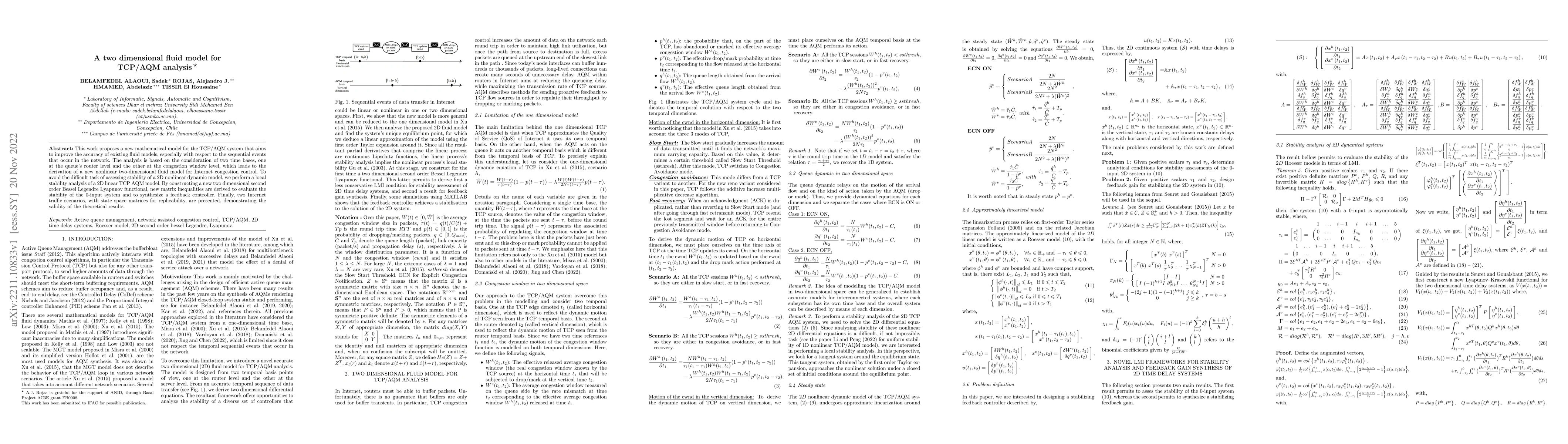 Thumbnail for A two dimensional fluid model for TCP/AQM analysis