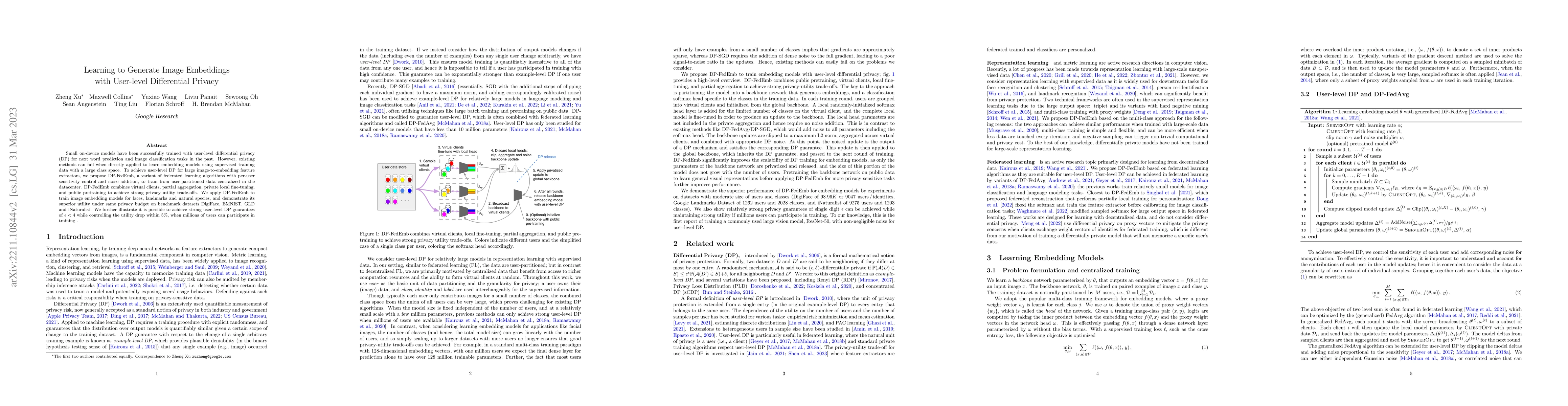 Thumbnail for Learning to Generate Image Embeddings with User-level Differential
  Privacy