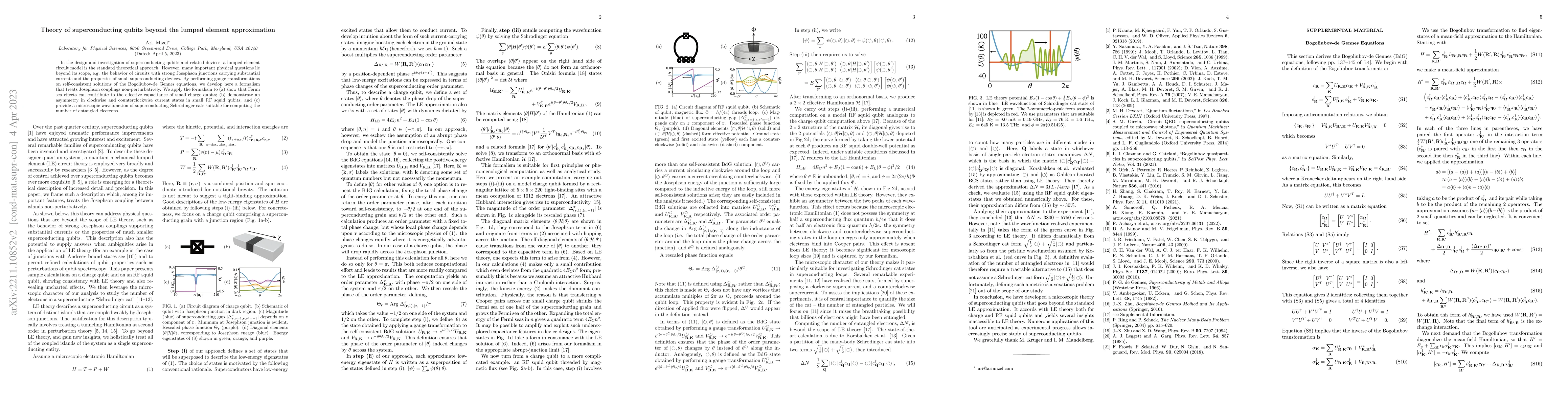 Thumbnail for Theory of superconducting qubits beyond the lumped element approximation