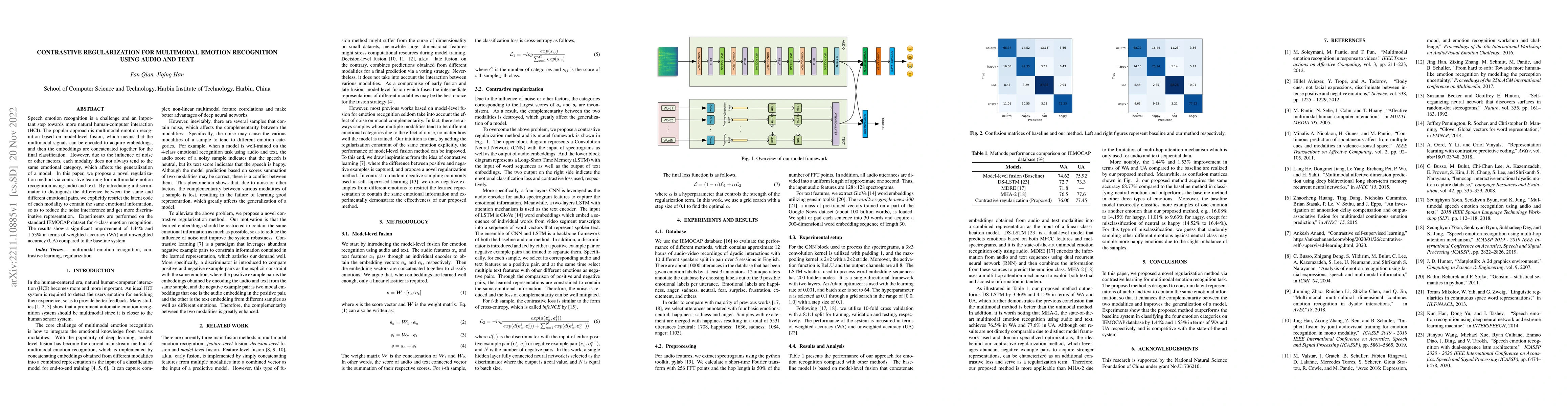 Thumbnail for Contrastive Regularization for Multimodal Emotion Recognition Using
  Audio and Text