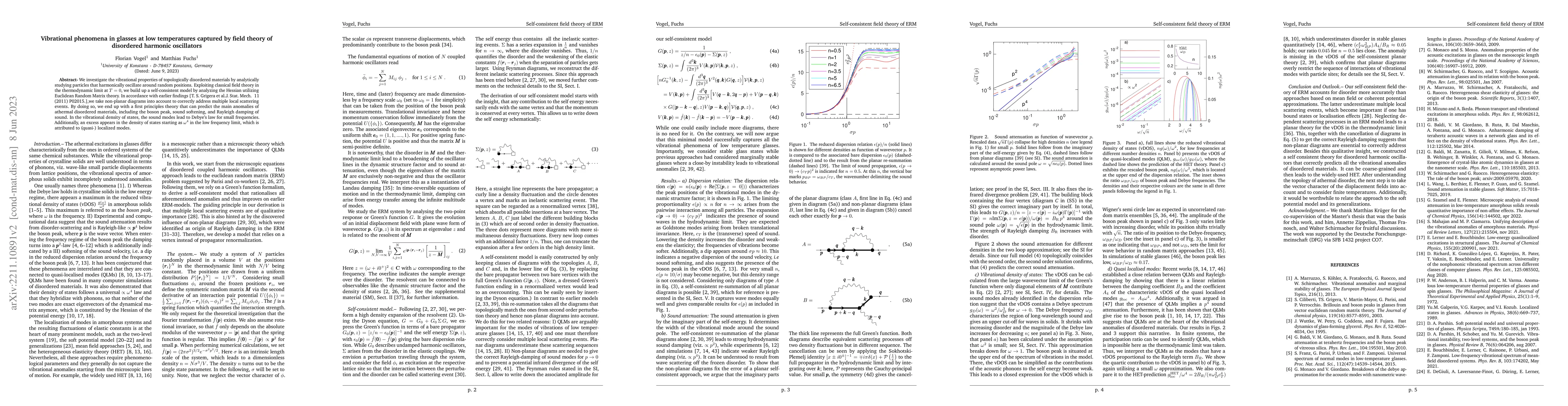 Thumbnail for Vibrational phenomena in glasses at low temperatures captured by field
  theory of disordered harmonic oscillators