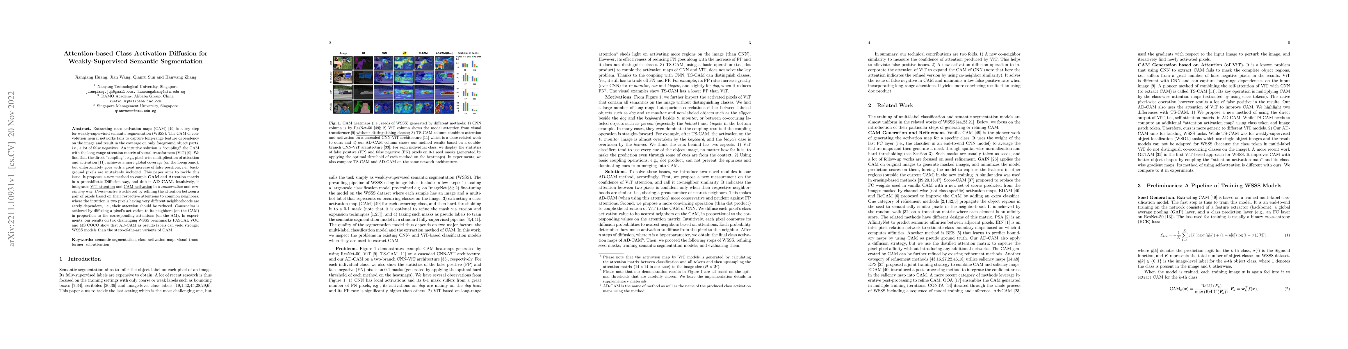 Thumbnail for Attention-based Class Activation Diffusion for Weakly-Supervised
  Semantic Segmentation