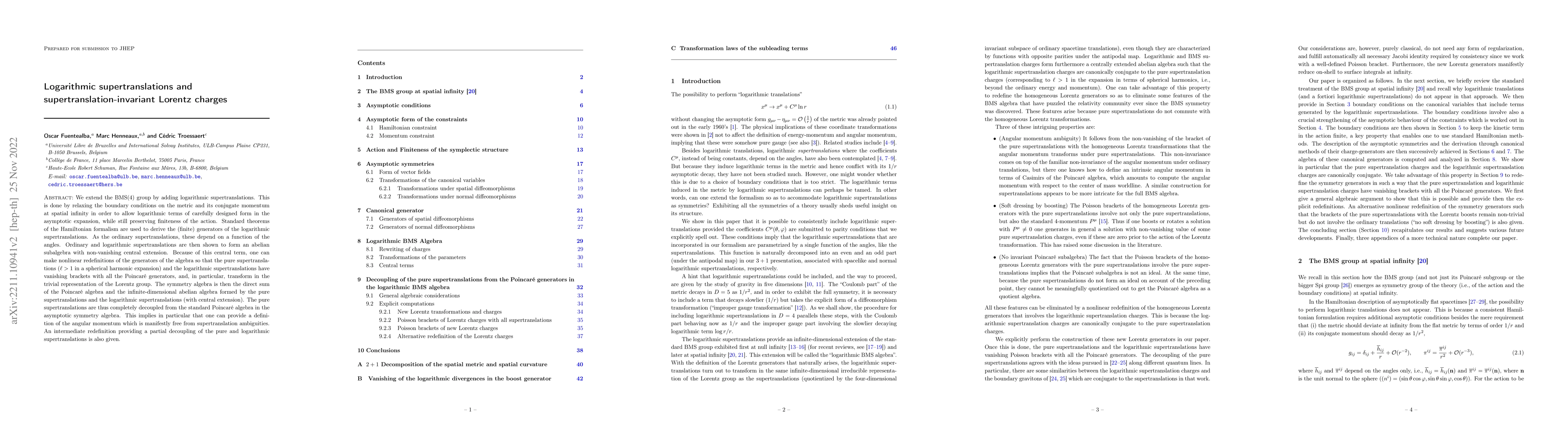 Thumbnail for Logarithmic supertranslations and supertranslation-invariant Lorentz
  charges