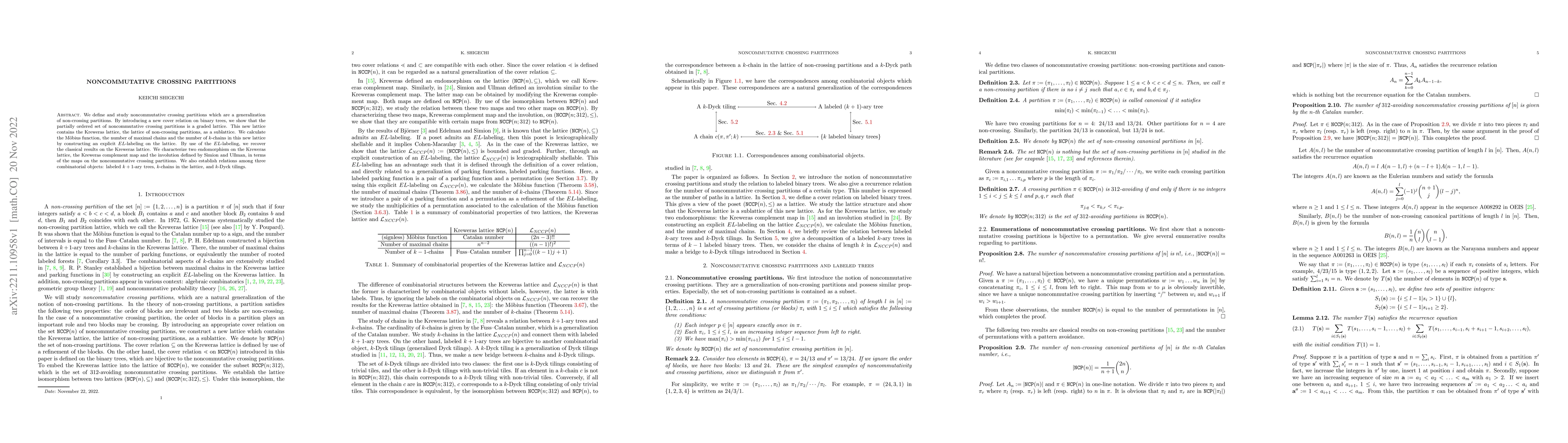 Thumbnail for Noncommutative crossing partitions