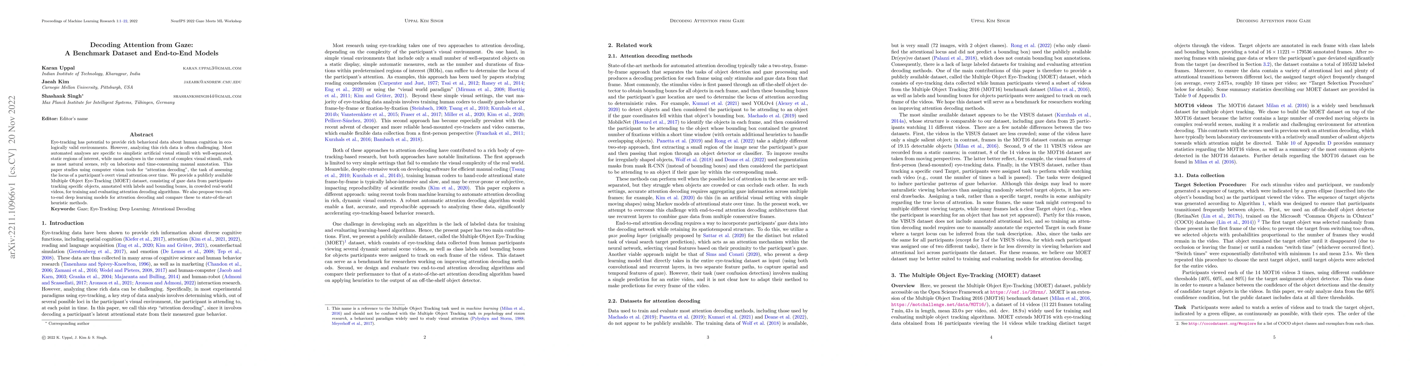 Thumbnail for Decoding Attention from Gaze: A Benchmark Dataset and End-to-End Models