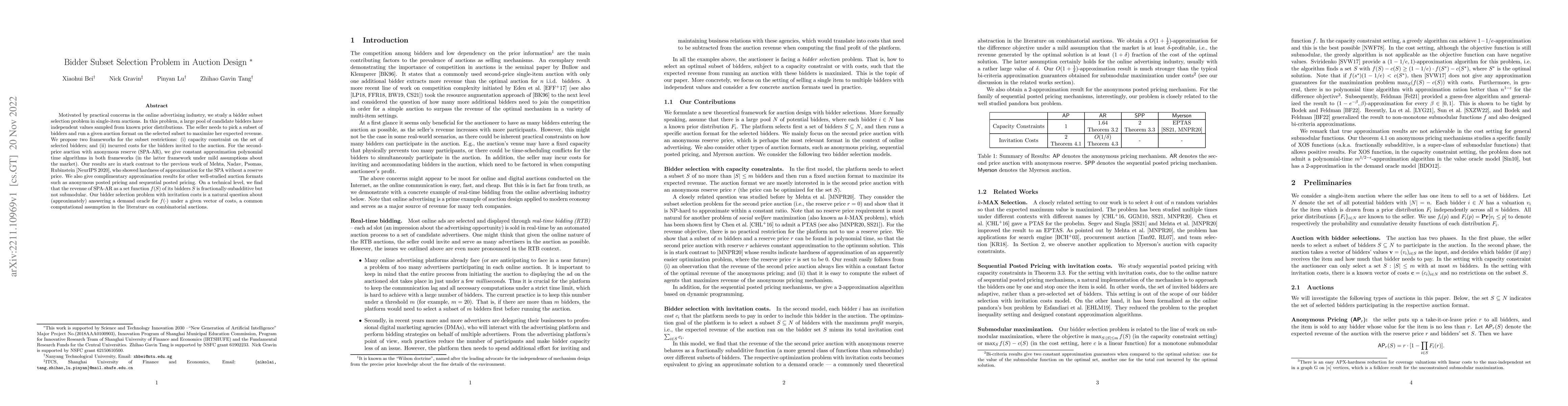Thumbnail for Bidder Subset Selection Problem in Auction Design