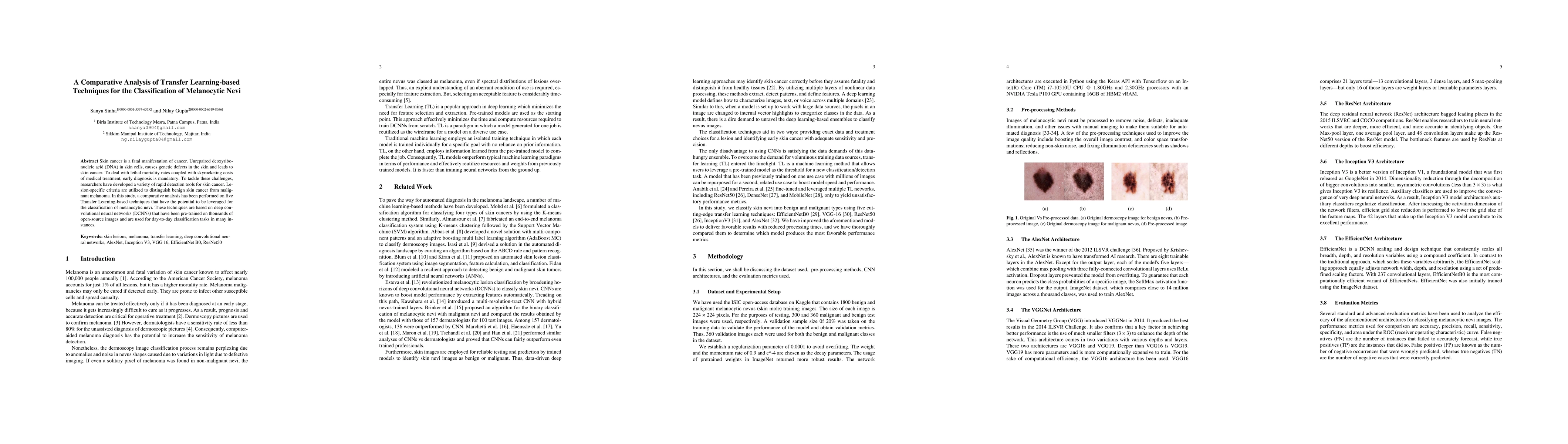 Thumbnail for A Comparative Analysis of Transfer Learning-based Techniques for the
  Classification of Melanocytic Nevi