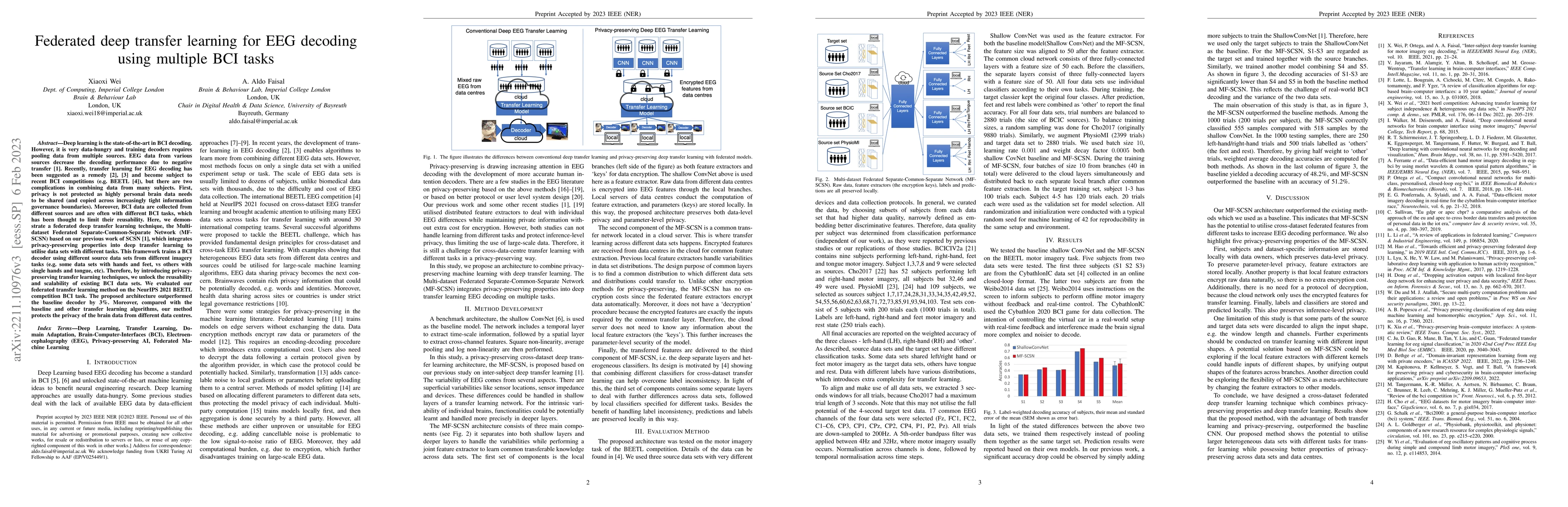 Thumbnail for Federated deep transfer learning for EEG decoding using multiple BCI
  tasks