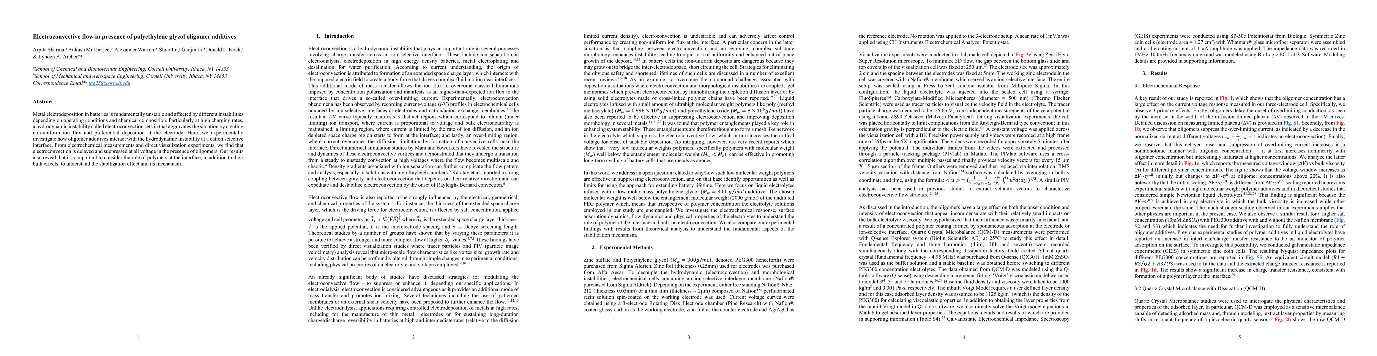 Thumbnail for Electroconvective flow in presence of polyethylene glycol oligomer
  additives