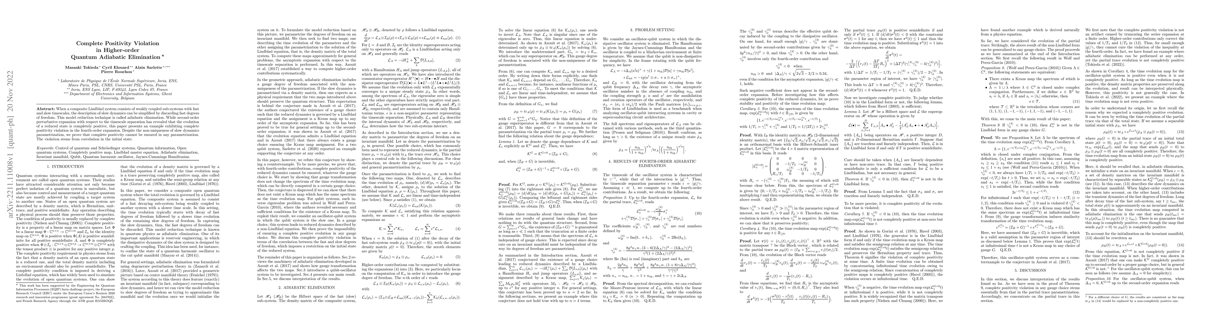 Thumbnail for Complete Positivity Violation in Higher-order Quantum Adiabatic
  Elimination