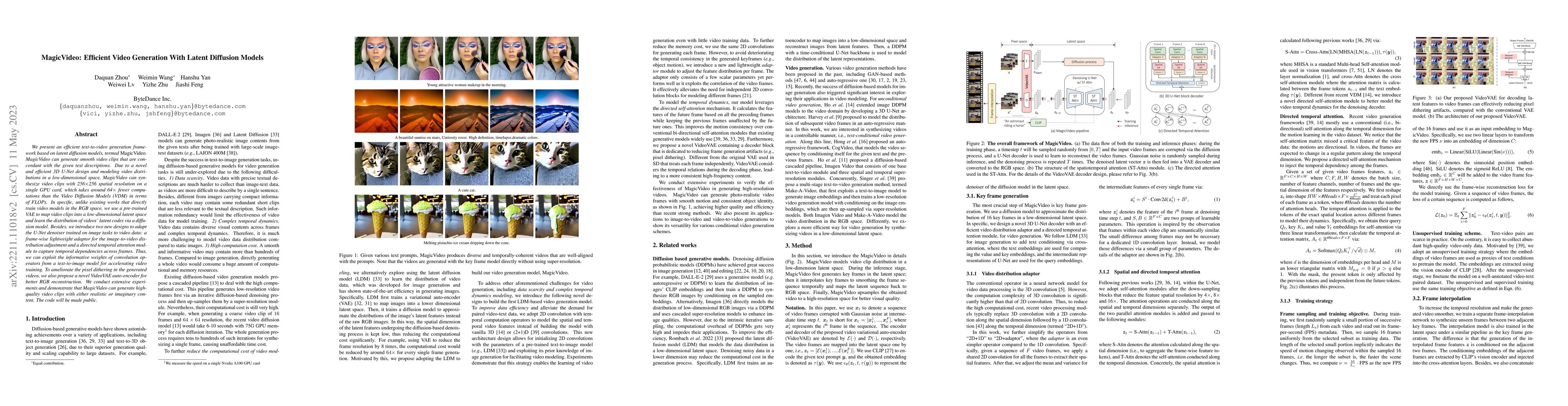 Thumbnail for MagicVideo: Efficient Video Generation With Latent Diffusion Models