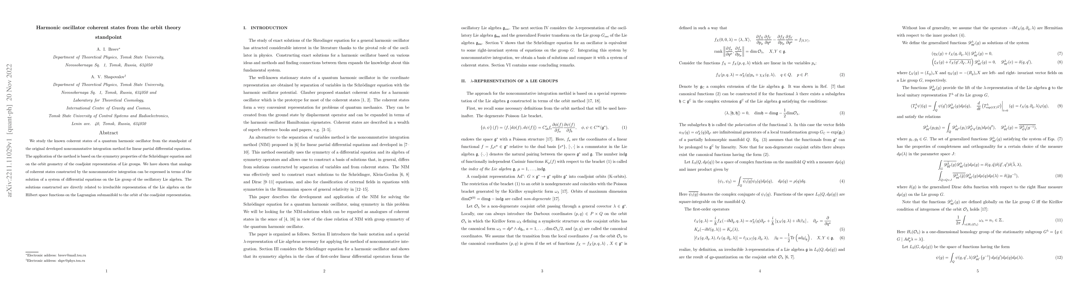Thumbnail for Harmonic oscillator coherent states from the orbit theory standpoint