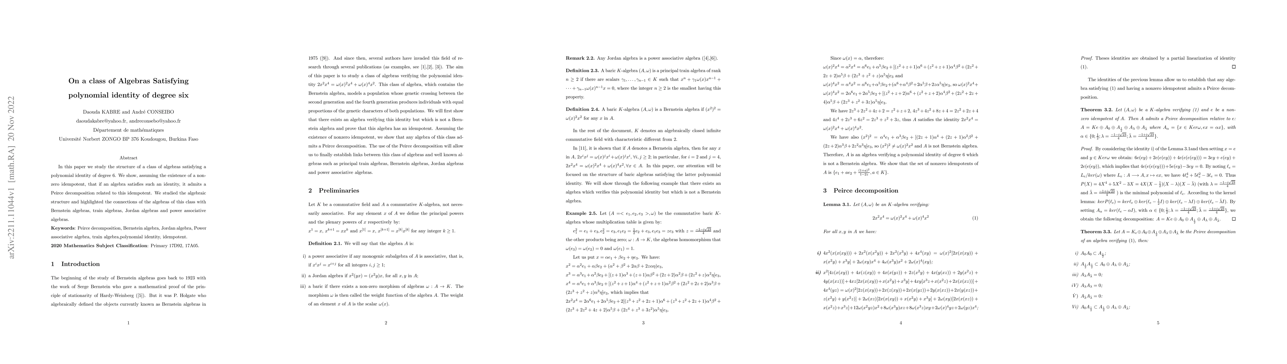 Thumbnail for On a class of Algebras Satisfying polynomial identity of degree six