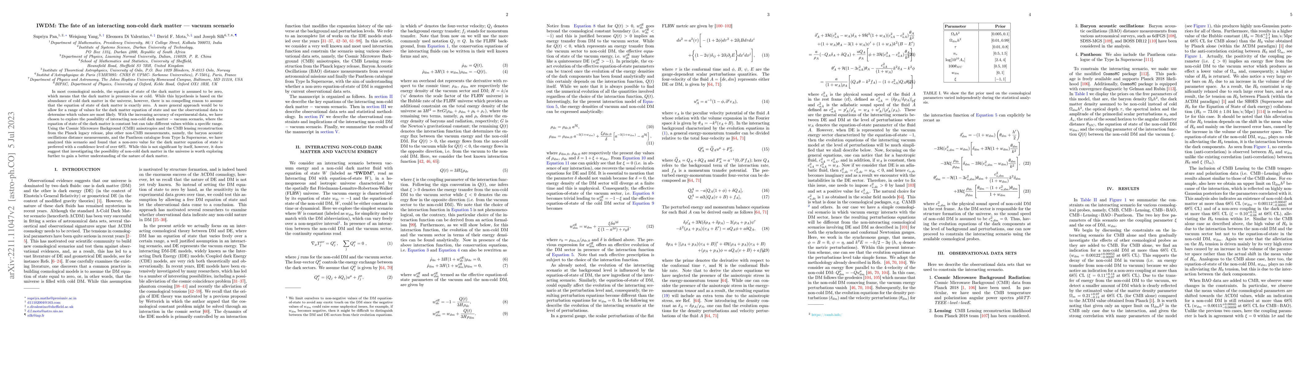 Thumbnail for IWDM: The fate of an interacting non-cold dark matter $-$ vacuum
  scenario