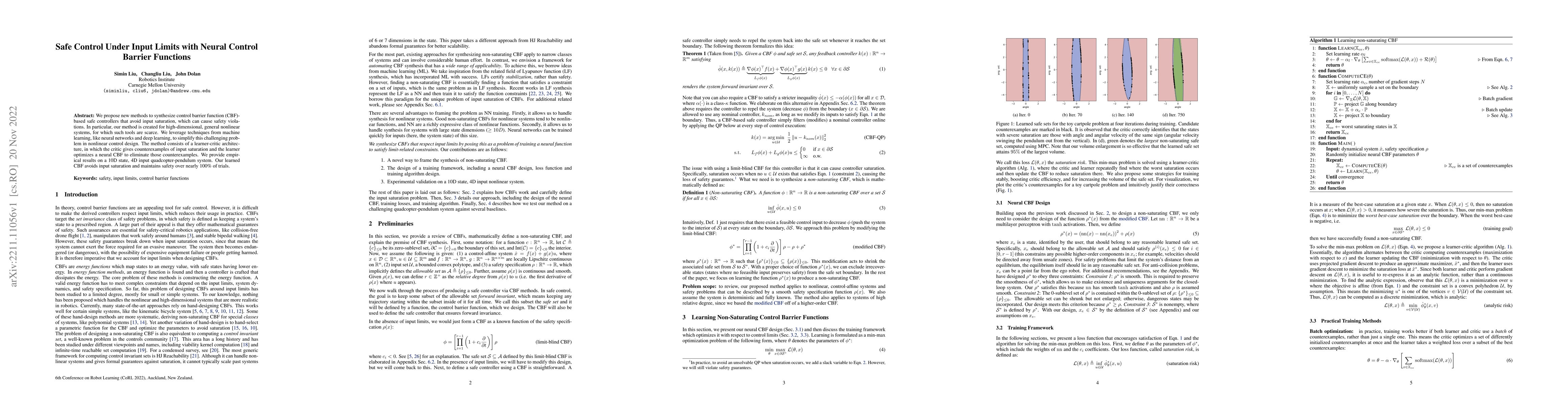Thumbnail for Safe Control Under Input Limits with Neural Control Barrier Functions
