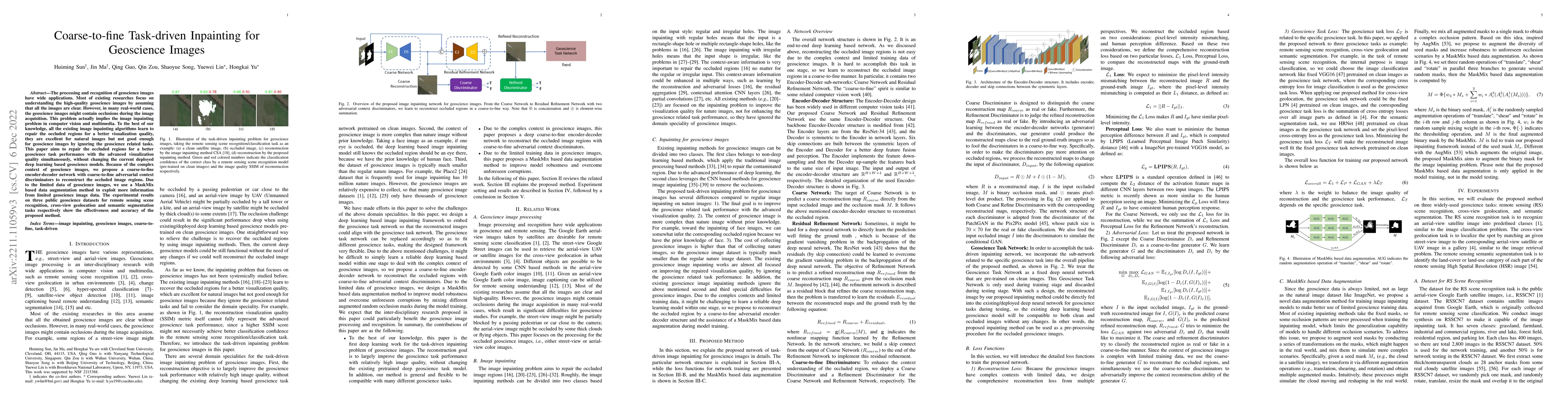 Thumbnail for Coarse-to-fine Task-driven Inpainting for Geoscience Images