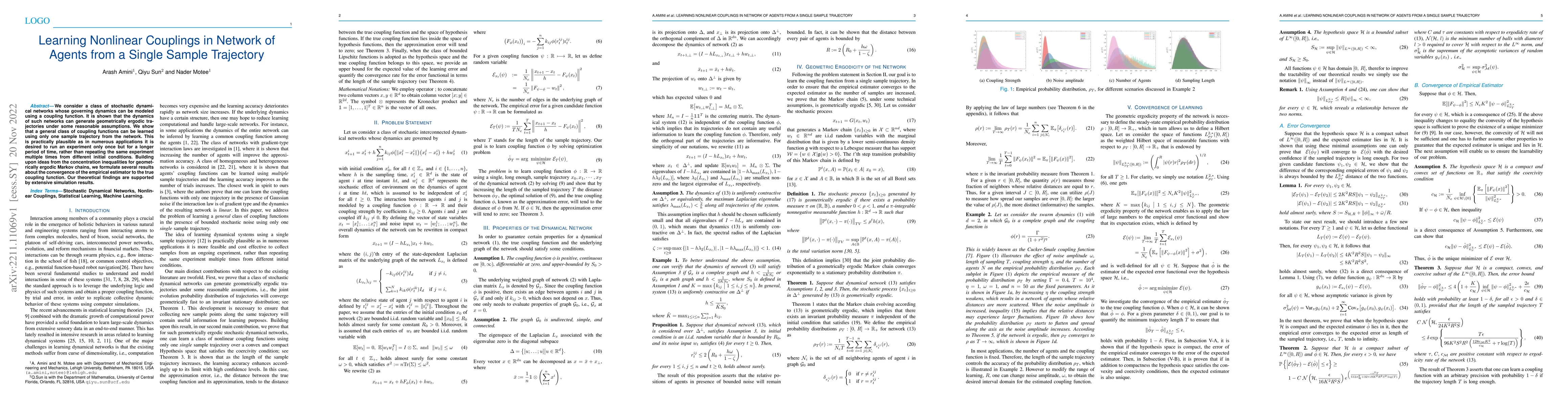 Thumbnail for Learning Nonlinear Couplings in Network of Agents from a Single Sample
  Trajectory