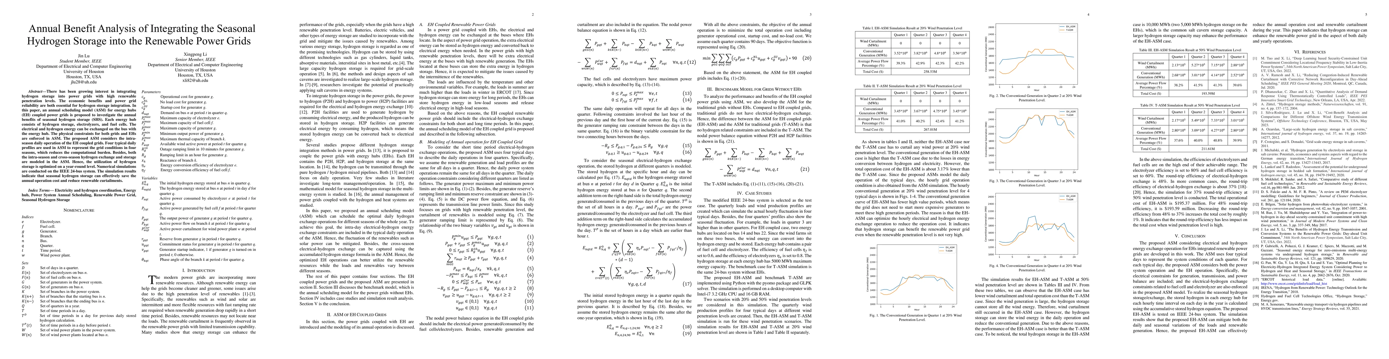 Thumbnail for Annual Benefit Analysis of Integrating the Seasonal Hydrogen Storage
  into the Renewable Power Grids